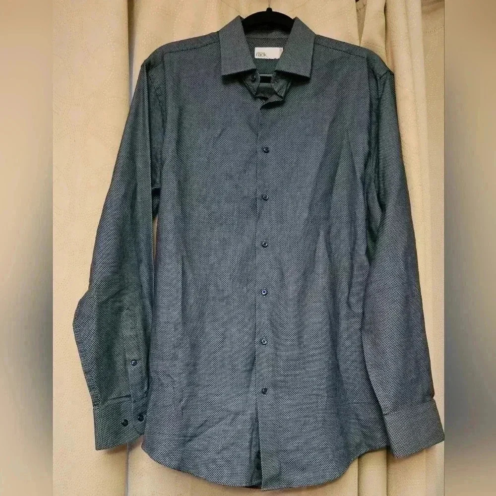 Slim Fit Long Sleeve Button Down Shirt 100% Cotton Mens (16, 34/35)